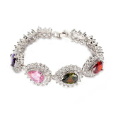 Pink Peridot CZ Tennis Bracelet Rhodium Plated R660