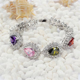Pink Peridot CZ Tennis Bracelet Rhodium Plated R660