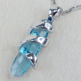 Luxurious Wedding Couple Pendants Pink Cubic Zirconia Rhodium Plated