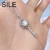 925 Silver Key Pendant Necklace with Moissanite Diamond