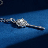 925 Silver Key Pendant Necklace with Moissanite Diamond