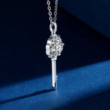 925 Silver Key Pendant Necklace with Moissanite Diamond
