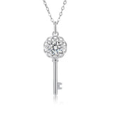 925 Silver Key Pendant Necklace with Moissanite Diamond