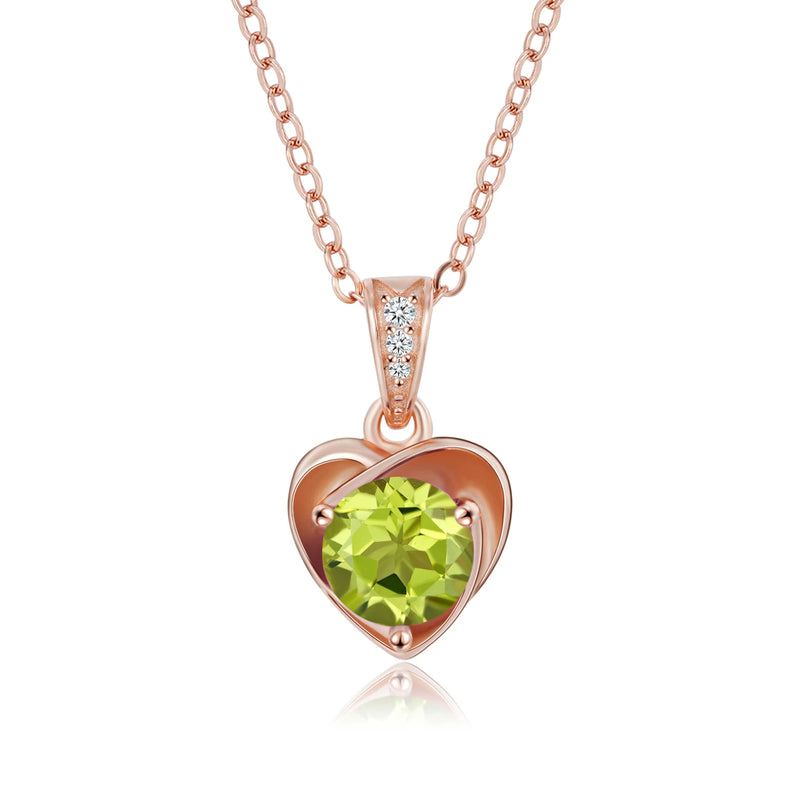 925 Sterling Silver Heart Pendant Necklace Women Amethyst Peridot Jewelry