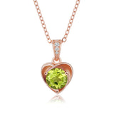 925 Sterling Silver Heart Pendant Necklace Women Amethyst Peridot Jewelry