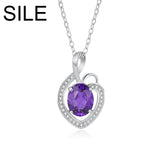 Amethyst Heart Pendant Necklace 925 Silver Gemstone Jewelry