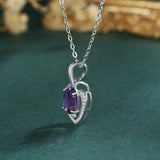 Amethyst Heart Pendant Necklace 925 Silver Gemstone Jewelry