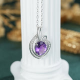 Amethyst Heart Pendant Necklace 925 Silver Gemstone Jewelry