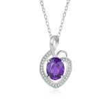Amethyst Heart Pendant Necklace 925 Silver Gemstone Jewelry