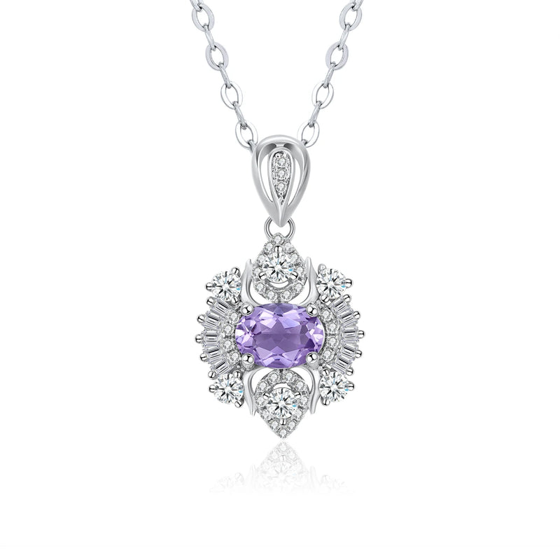 925 Silver Amethyst Necklace for Women
