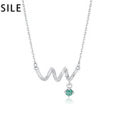 925 Silver Women Necklace Natural Emerald Zircon Curved Jewelry