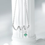 925 Silver Women Necklace Natural Emerald Zircon Curved Jewelry