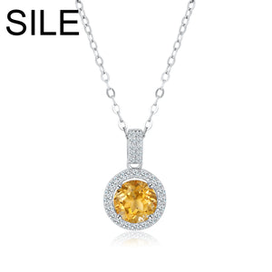 Citrine 925 Sterling Silver Pendant Necklace for Women