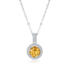 Citrine 925 Sterling Silver Pendant Necklace for Women