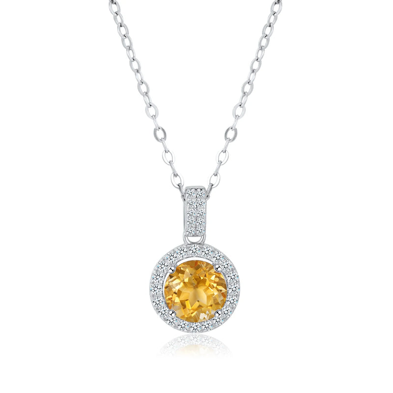Citrine 925 Sterling Silver Pendant Necklace for Women