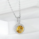 Citrine 925 Sterling Silver Pendant Necklace for Women