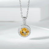 Citrine 925 Sterling Silver Pendant Necklace for Women