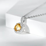 Citrine 925 Sterling Silver Pendant Necklace for Women