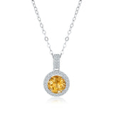 Citrine 925 Sterling Silver Pendant Necklace for Women