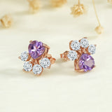 Rose 925 Sterling Silver Purple Amethyst Stud Earrings