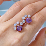 Rose 925 Sterling Silver Purple Amethyst Stud Earrings