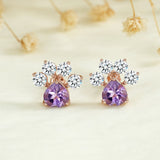 Rose 925 Sterling Silver Purple Amethyst Stud Earrings