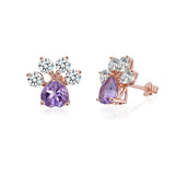 Rose 925 Sterling Silver Purple Amethyst Stud Earrings