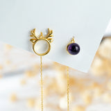 Christmas Antlers 18k Plated Bracelet Natural Amethyst Jewelry Bangles