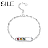 Colorful Tourmaline Bracelet 925 Sterling Silver Chain