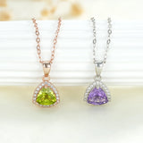 Triangle Pendant Necklace 925 Sterling Silver Peridot Amethyst Dating Jewelry