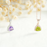 Triangle Pendant Necklace 925 Sterling Silver Peridot Amethyst Dating Jewelry