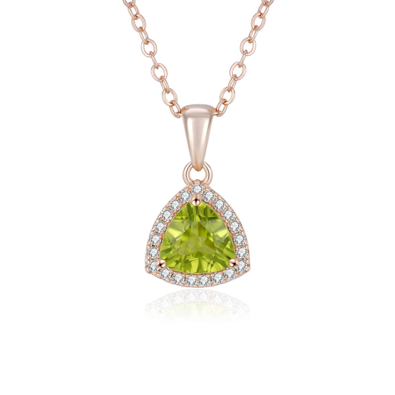 Triangle Pendant Necklace 925 Sterling Silver Peridot Amethyst Dating Jewelry
