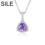 Triangle Pendant Necklace 925 Sterling Silver Peridot Amethyst Dating Jewelry