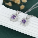 925 Silver Amethyst Zircon Pendant Necklace Gemstone Jewelry