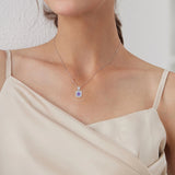 925 Silver Amethyst Zircon Pendant Necklace Gemstone Jewelry