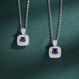 925 Silver Amethyst Zircon Pendant Necklace Gemstone Jewelry