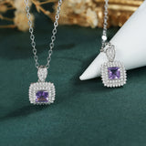 925 Silver Amethyst Zircon Pendant Necklace Gemstone Jewelry