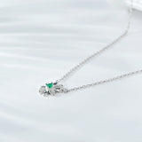 925 Silver Flower Pendant Necklace Natural Emerald Female Jewelry