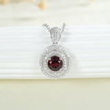 Natural Red Garnet Pendant Necklace Sterling Silver 925 Women Birthday Gift
