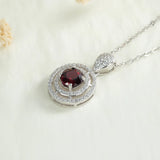 Natural Red Garnet Pendant Necklace Sterling Silver 925 Women Birthday Gift