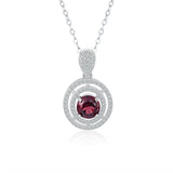Natural Red Garnet Pendant Necklace Sterling Silver 925 Women Birthday Gift