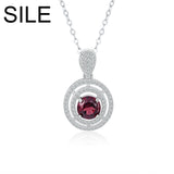 Natural Red Garnet Pendant Necklace Sterling Silver 925 Women Birthday Gift