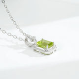 925 Sterling Silver Peridot Square Pendant Necklace