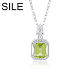 925 Sterling Silver Peridot Square Pendant Necklace