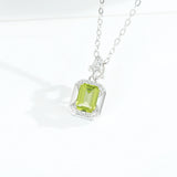 925 Sterling Silver Peridot Square Pendant Necklace