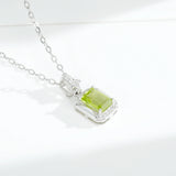 925 Sterling Silver Peridot Square Pendant Necklace