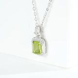 925 Sterling Silver Peridot Square Pendant Necklace