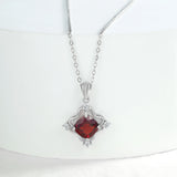 Natural Red Garnet Gemstones Pendant Necklaces Women's 925 Sterling Silver