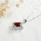 Natural Red Garnet Gemstones Pendant Necklaces Women's 925 Sterling Silver