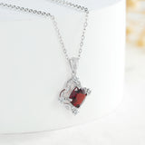 Natural Red Garnet Gemstones Pendant Necklaces Women's 925 Sterling Silver